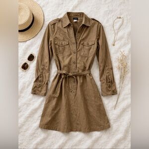 J. Crew Khaki Belted Safari Dress Size 4